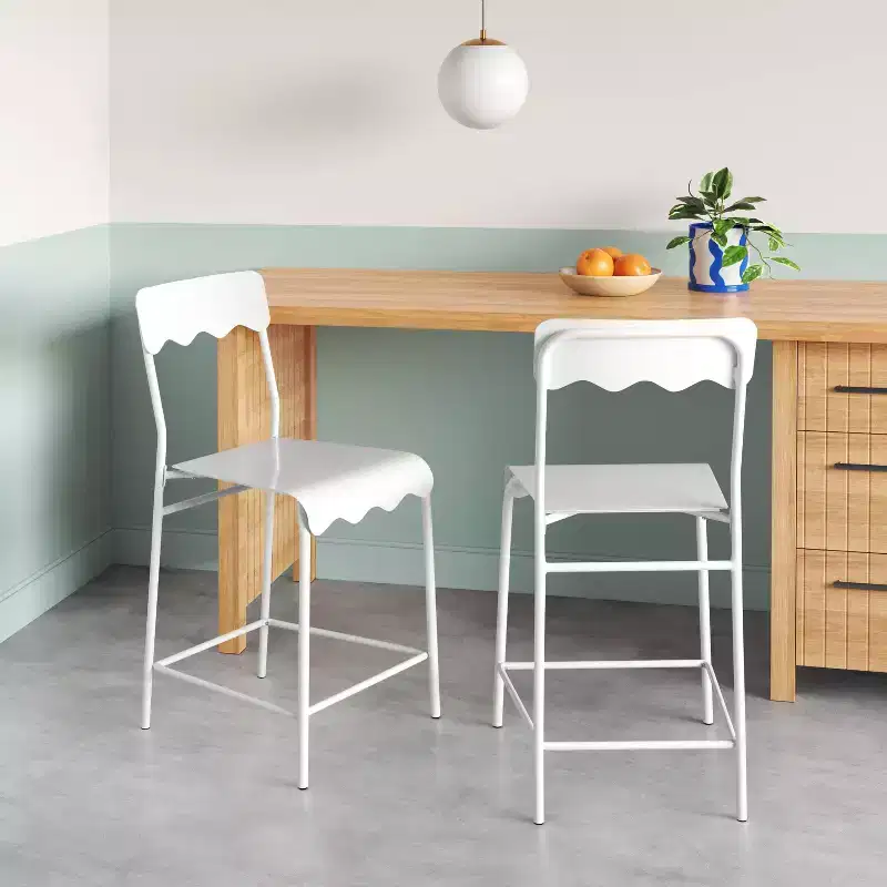Set of 2 24 Wavy Metal Counter Height Barstool with Footrest - Room Essentials