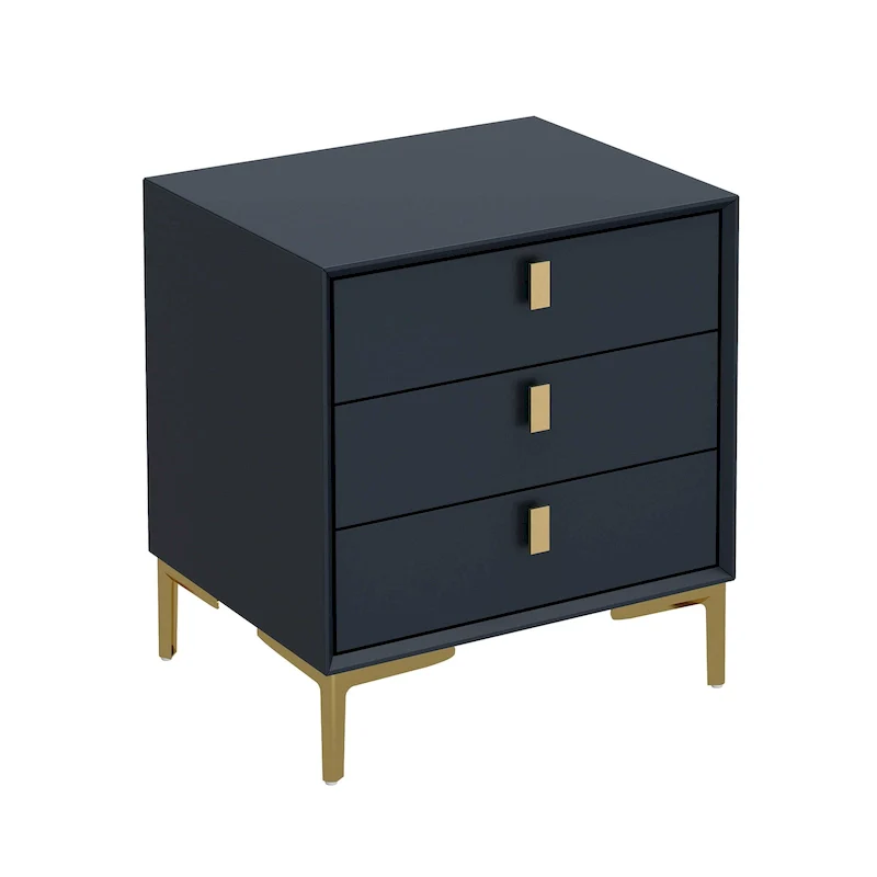 Natural Mid-Century Modern 3-Drawer Nightstand Bedside Table