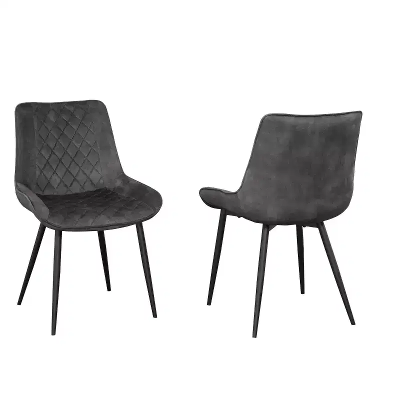 Brassex Set of 2 Fabian Dining Chairs Dark Gray