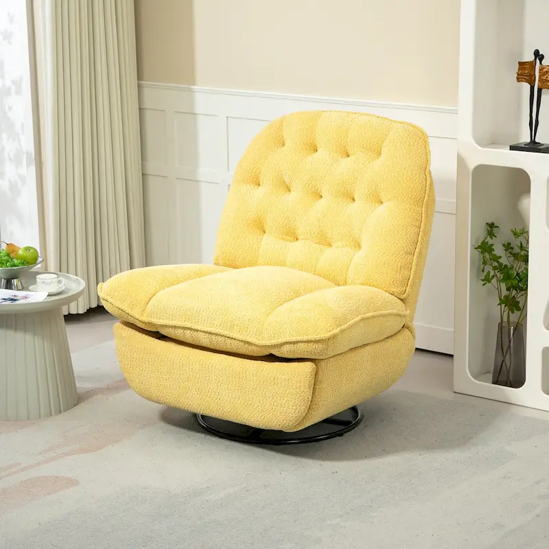 Yellow Chenille Swivel Glider Recliner with Footrest, 1-Seater