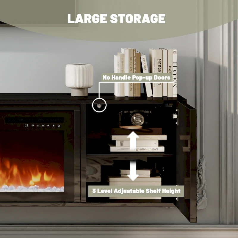 67 MDF Wall Mounted TV Stand with 36 Electric Fireplace