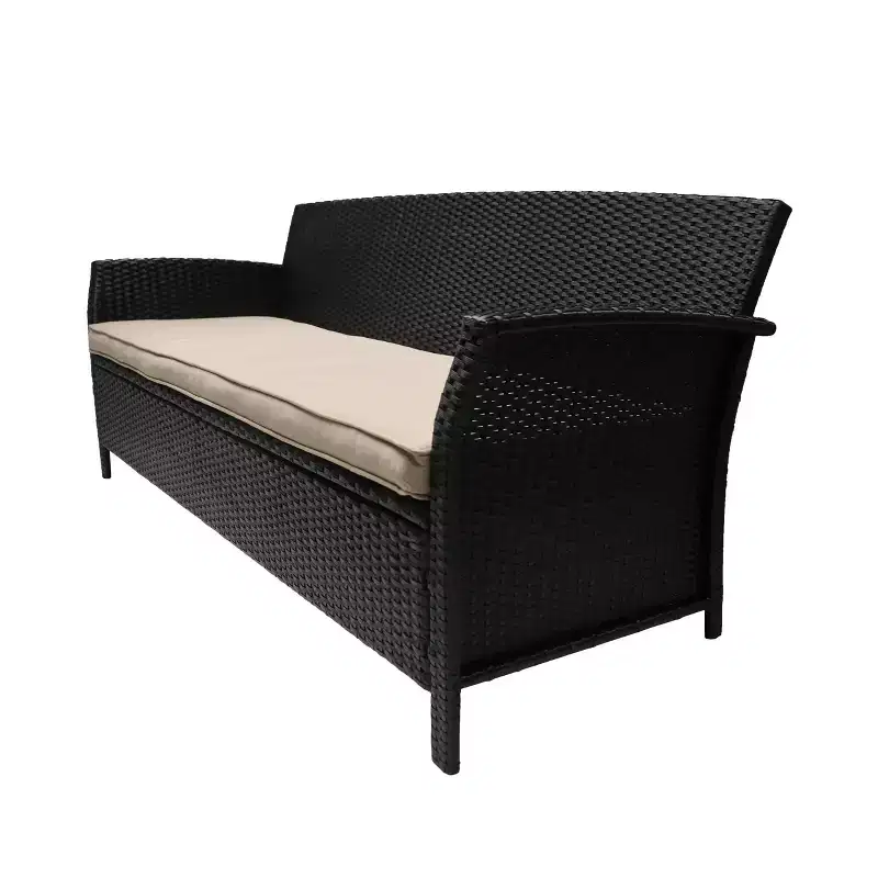 GDFStudio Raina 73 Outdoor Wicker 3 Seater Sofa with Cushion