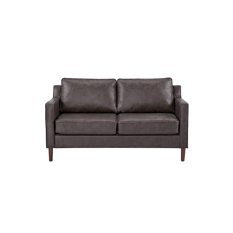 Sedona Modern Loveseat Sofa, Faux Linen / Vegan Leather Couch - N/A
