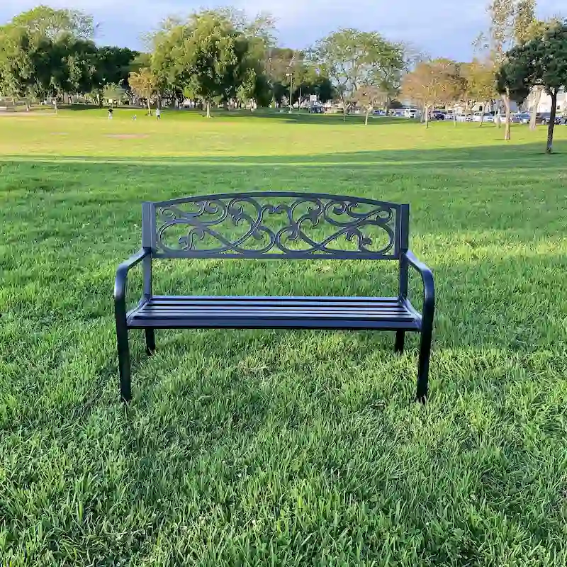 Lotus Home Metal Garden Bench - 34  H x 50  W x 24  D