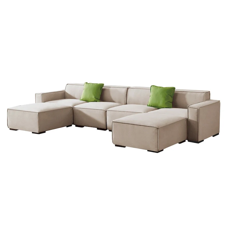 Modular Sectional Fabric Sofa (Beige)