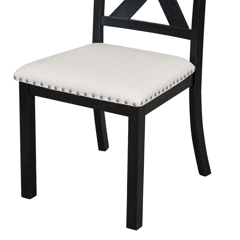 Black 6-Piece Wooden Dining Table Set with Extendable Table & 4 Chairs & Bench