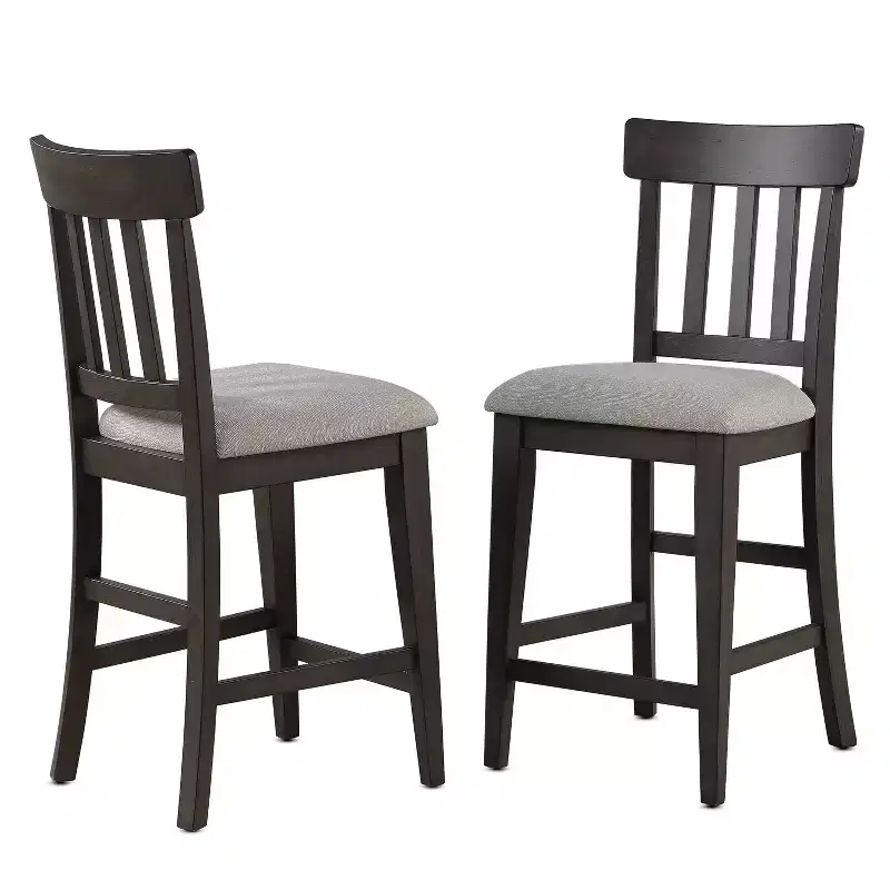 2pk 24" Napa Counter Height Barstool Black/Beige - Steve Silver Co.: Upholstered, Rubberwood Frame, Farmhouse Style