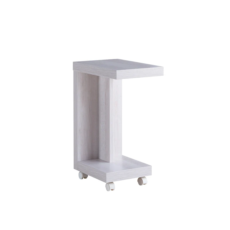Modern Mobile 18-Inch Side Table with Locking Caster Wheels & Bottom Shelf