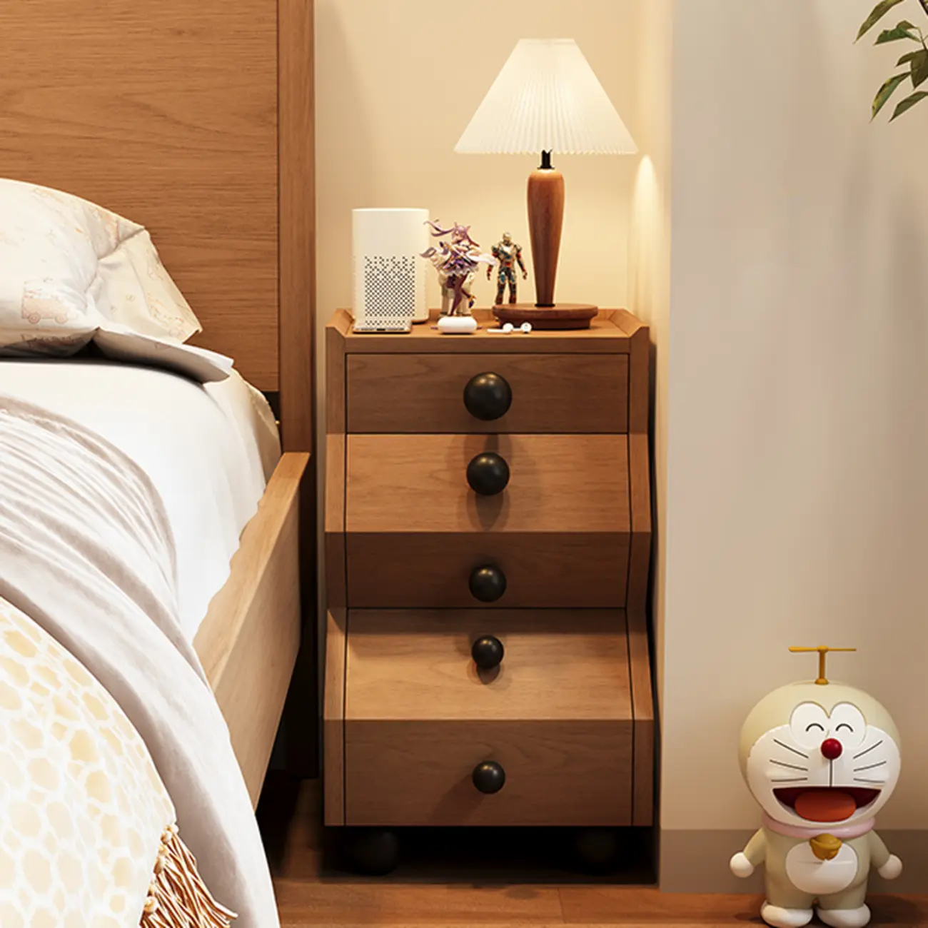 Modern Wood Top 3 Drawers Nightstand with Legs