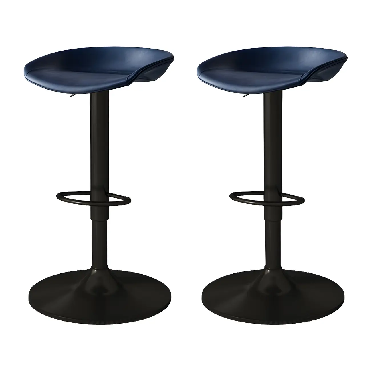 Modern Leather Black Pedestal Swivel Adjustable Bar Stool
