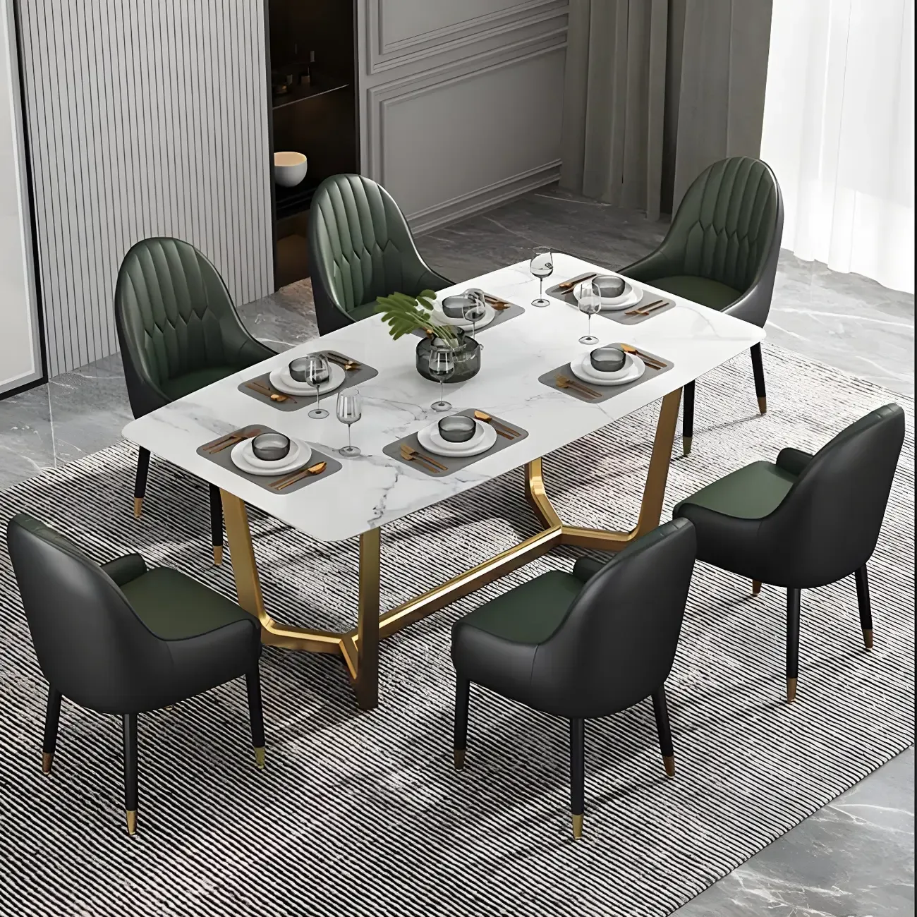 Modern Leather Upholstered Dining Chair with Arms