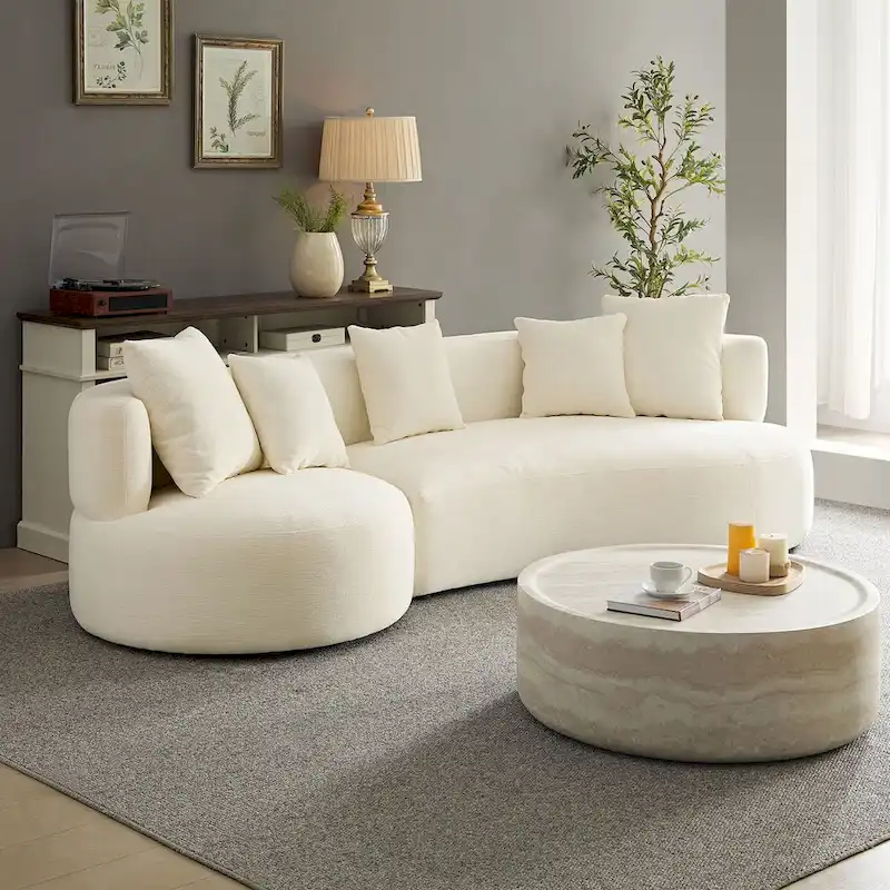 Modern 2 in 1 Sectional Curved Rotatable Sofa Couch, Swivel 360 Comfy 4-Seat Upholstered Sofa
