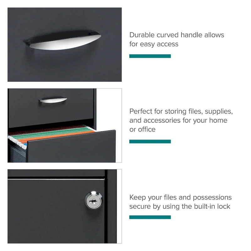 Space Solutions 3 Drawer Letter Width Vertical File Cabinet with Pencil Drawer, Charcoal