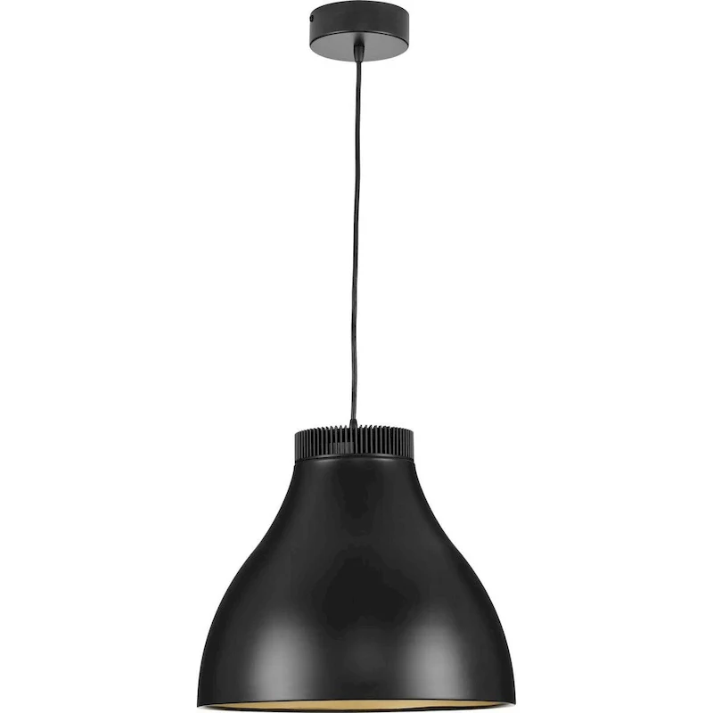 Radian LED Collection Modern Matte Black Metal Pendant - 16 in x 16 in x 14 in