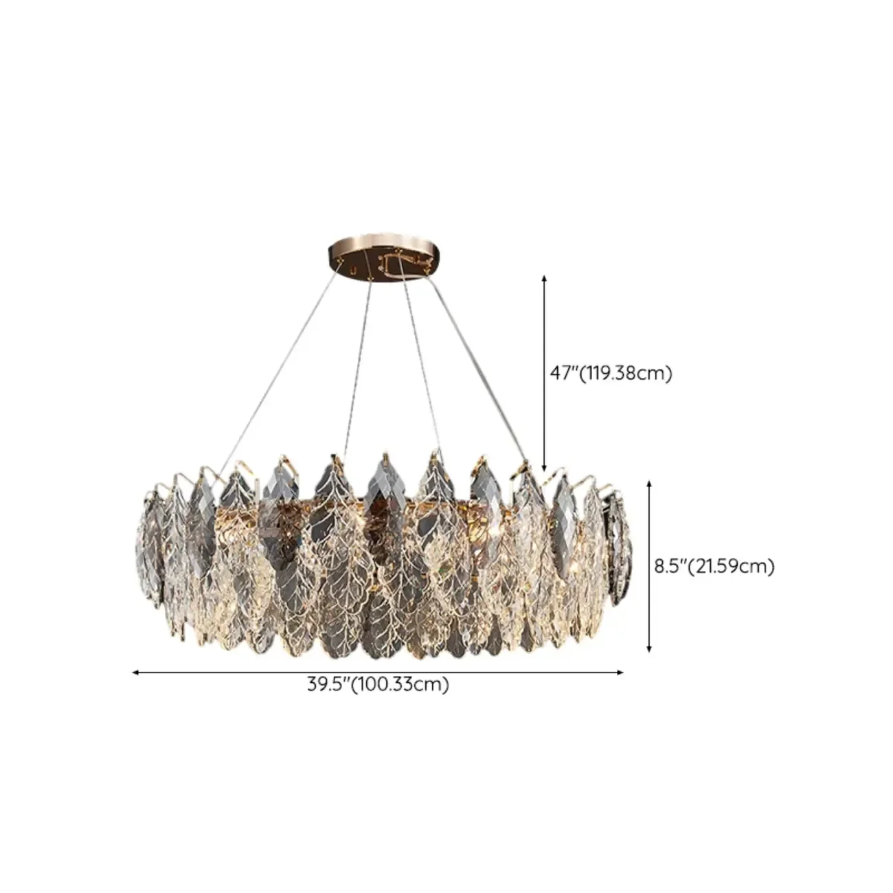 Exquisite Round Multi-light Crystal Leaf Chandelier
