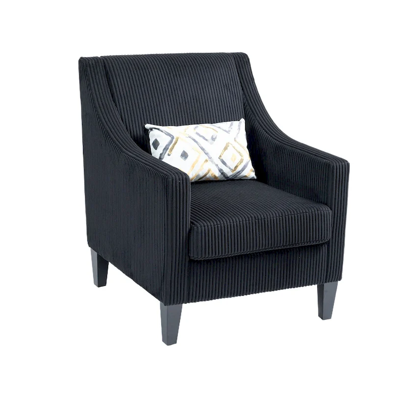 Black Modern 26.8 Arm Chair with Rubber Wood Legs