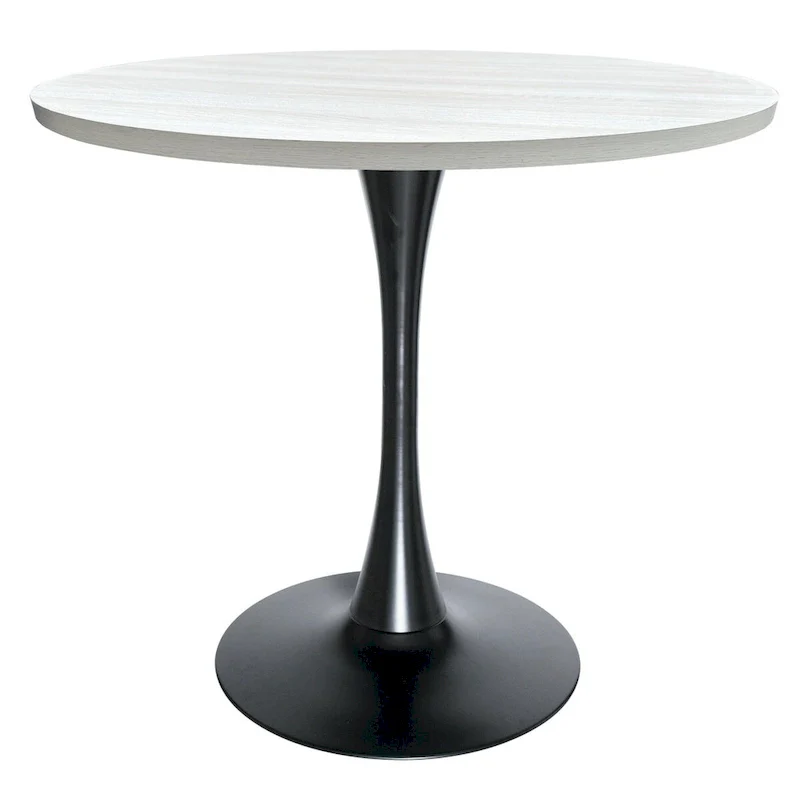 36 Round Dining Table with MDF Top and Black Iron Base