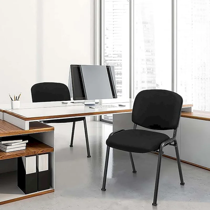 Stackable Office Chairs with Steel Frame and Upholstered Back