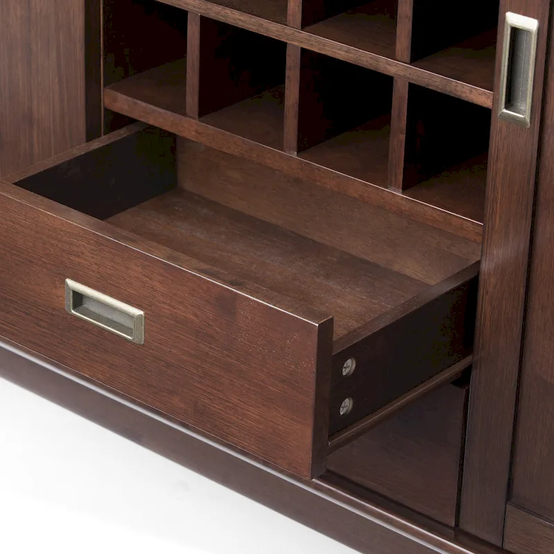 WYNDENHALL Tierney SOLID HARDWOOD 54 inch Wide Mid Century Modern Sideboard Buffet and Winerack - 54 W x 17 D x 36 H