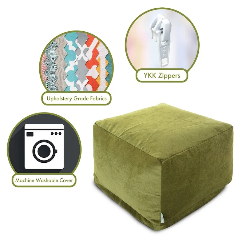 Velvet Pouf Ottoman – Round Footrest & Extra Seating