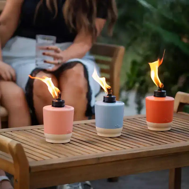 TIKI 3pk Sunset Sands Tabletop Torch Glass