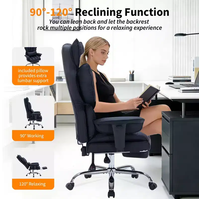Ergonomic Executive Office Chair with Adjustable Footrest & High Back Support  Comfortable Leather Design, Perfect for Home or Office