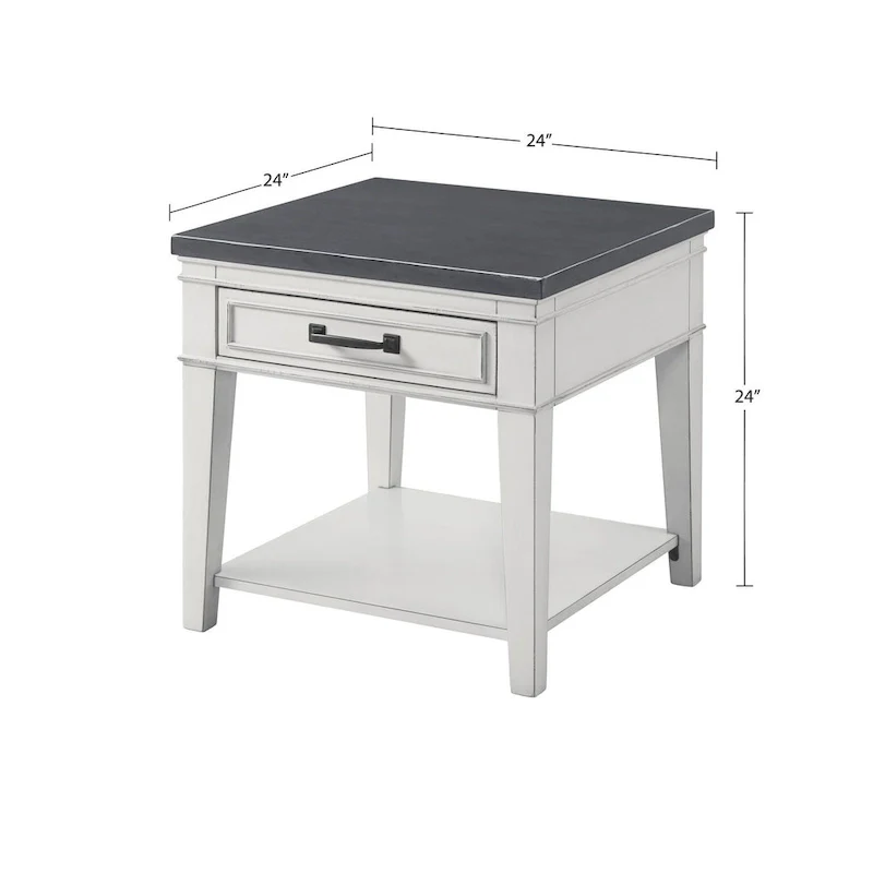 Del Mar 24 White and Grey 1-Drawer End Table