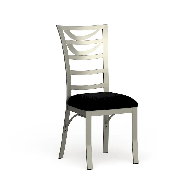 Silver Metal Dining Chair, Contemporary Ladder-Back, Set of 2