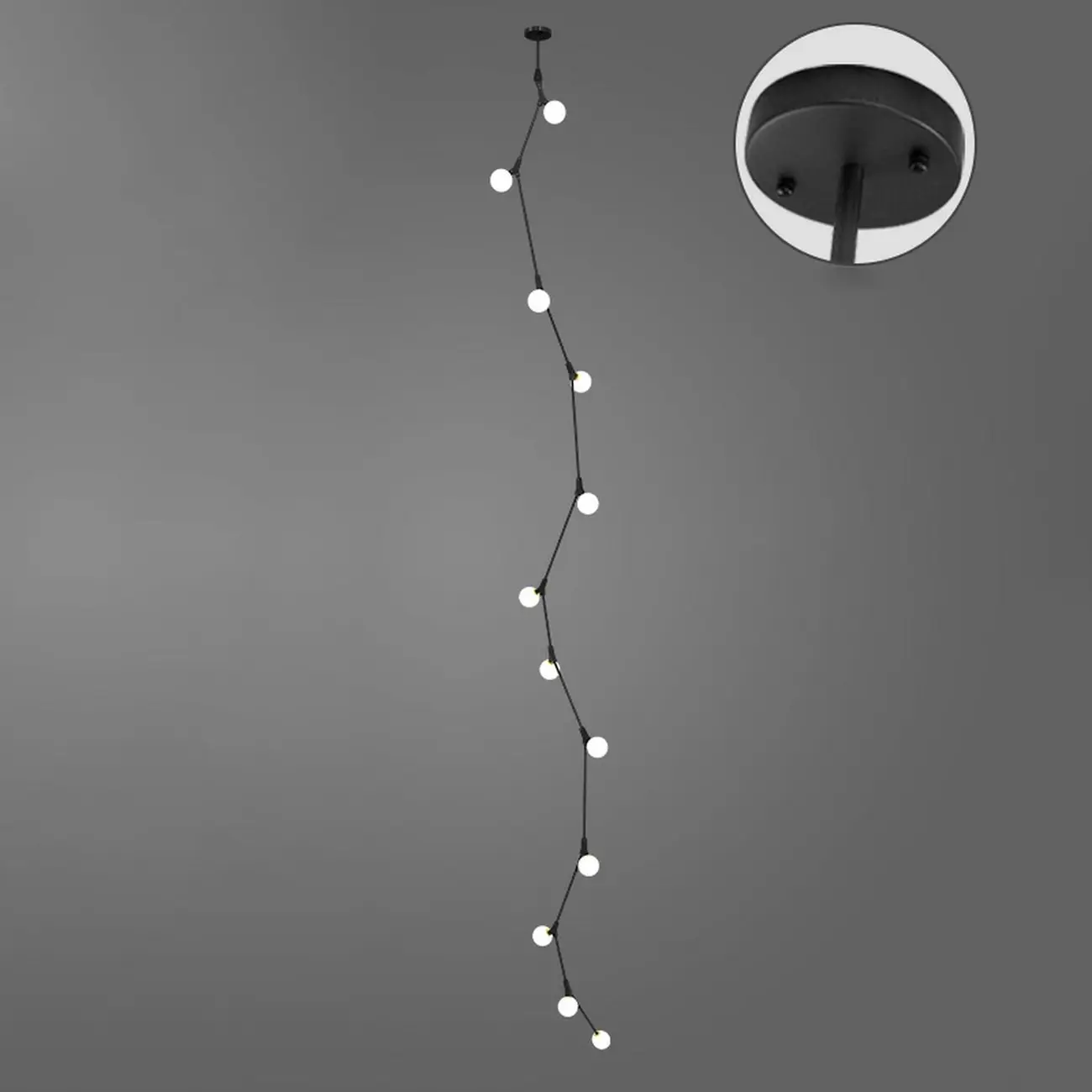 Modern Gold Branch Globe Glass Downrod Stairwell Chandelier