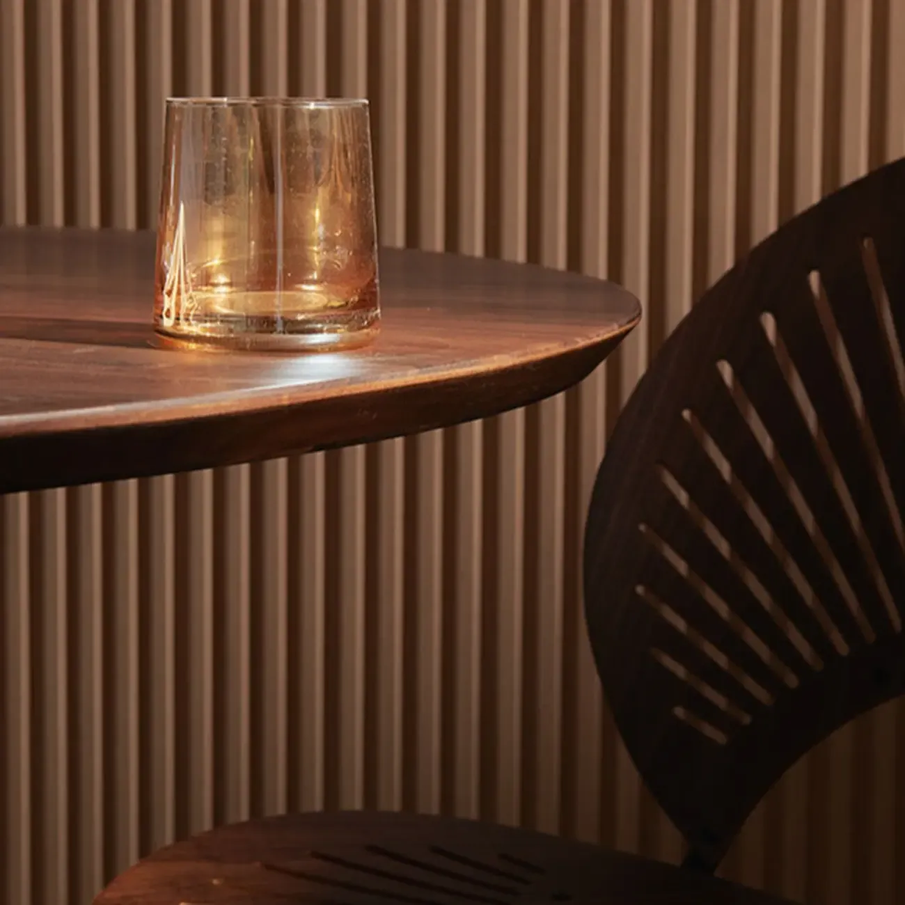 Glam Brown Wood Round Dining Table