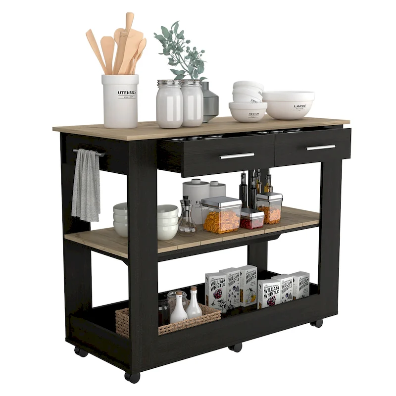 TUHOME Cala Kitchen Island 46 Kitchen Island with 2 Drawers