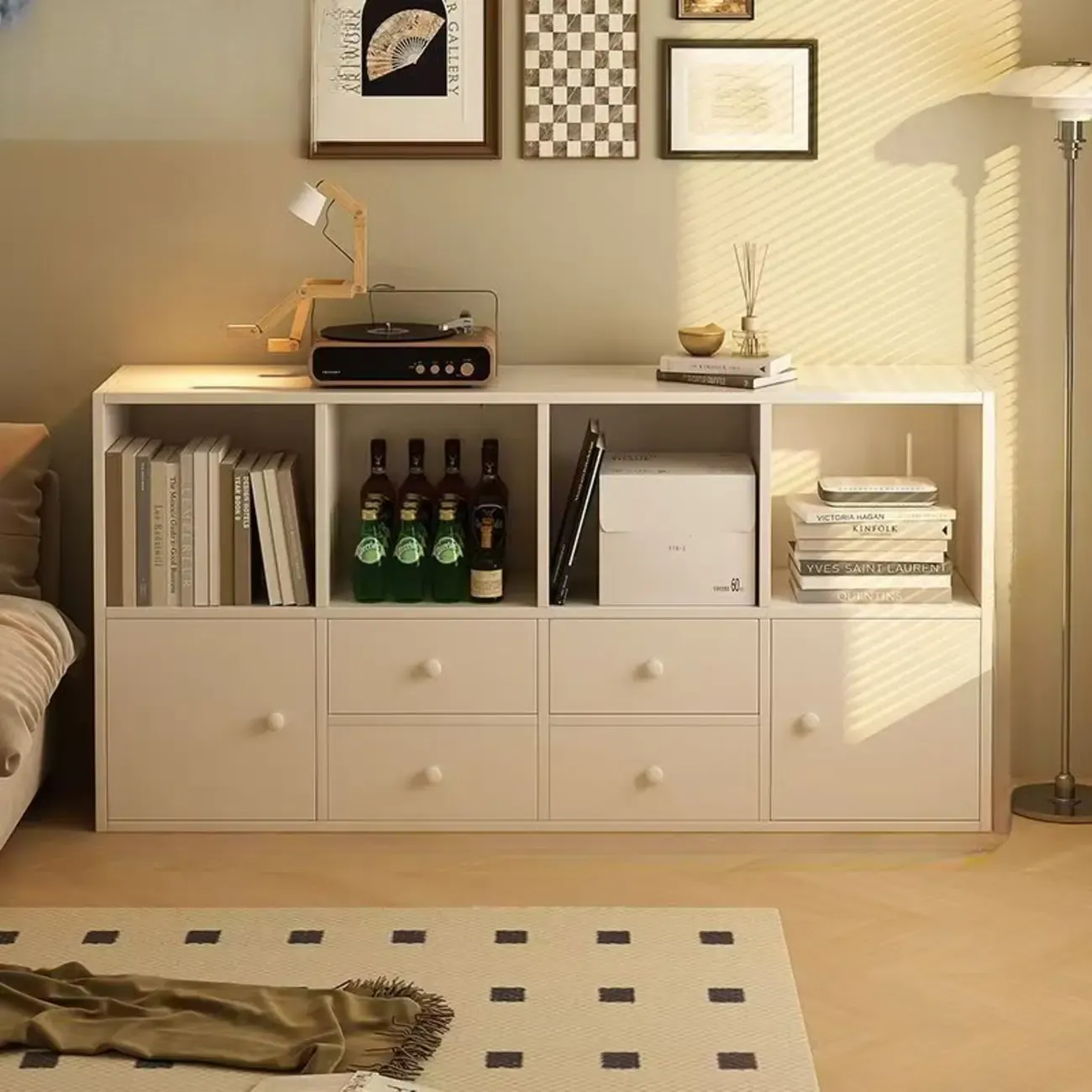 Modern Multi-Layer Brown Lumber Closed Back Bookcase