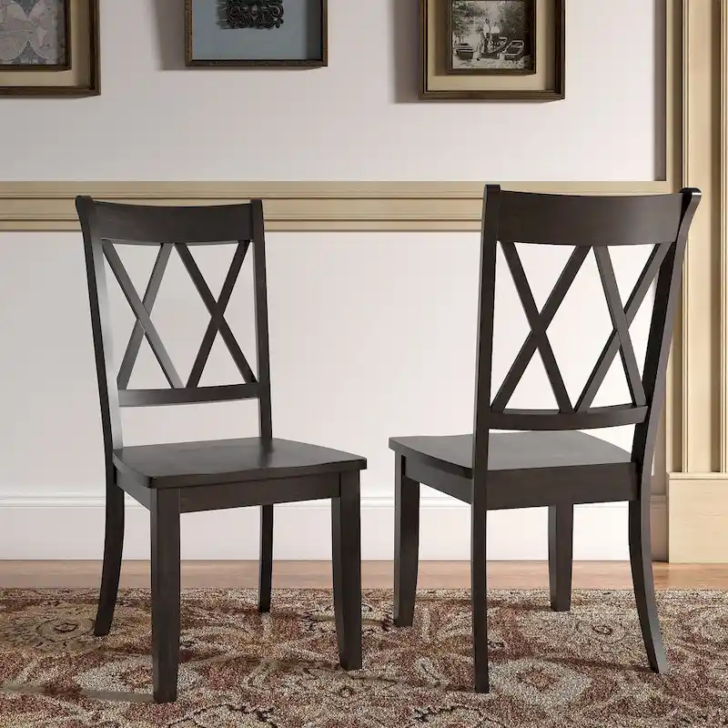 Double X Back Wood Dining Chairs (Set of 2)