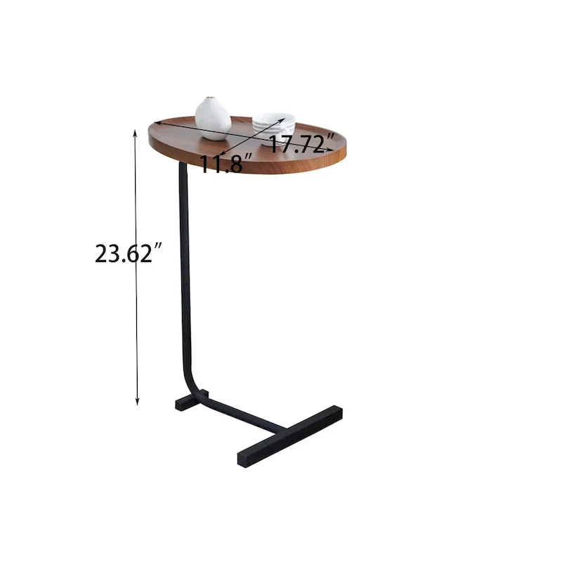 Brown C-shaped Side Table