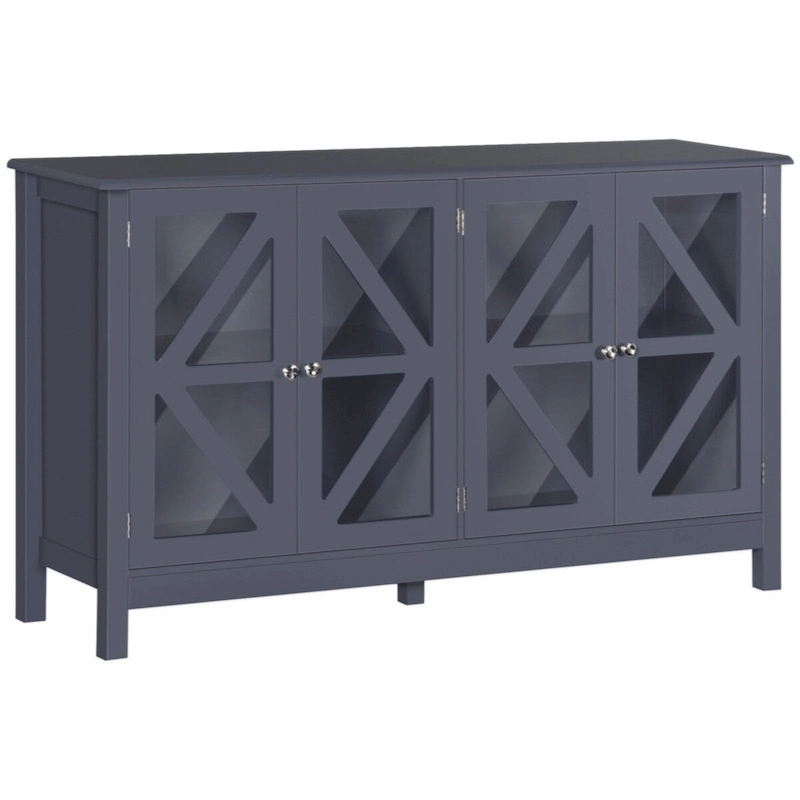 Sideboard, Buffet Cabinet with Tempered Glass Doors and Adjustable Storage Shelf, Credenza, Grey