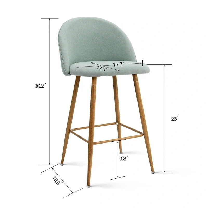 Upholstered 26 inch Counter Stool (Set of 2) - 37.6 x16.7 x16.7