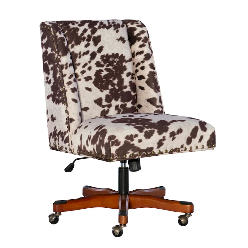 Brown & White Cow Print Plush Office Chair