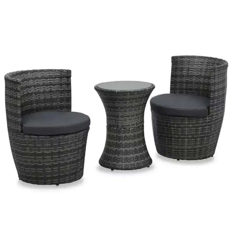 vidaXL Patio Bistro Set Patio Round Table Set Conversation Set Rattan