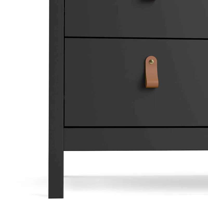 Grey 5-Drawer Chest with Leather Handles