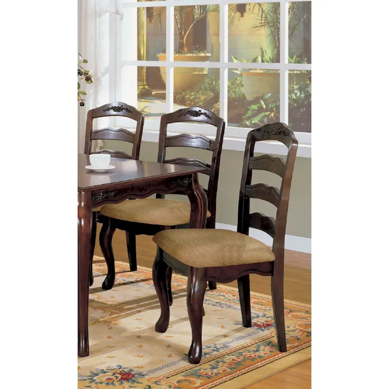Transitional Dark Walnut Finish Set of 2pc Dining Chairs Solid wood Kitchen Dining Room Furniture Ladder back Side Chairs
