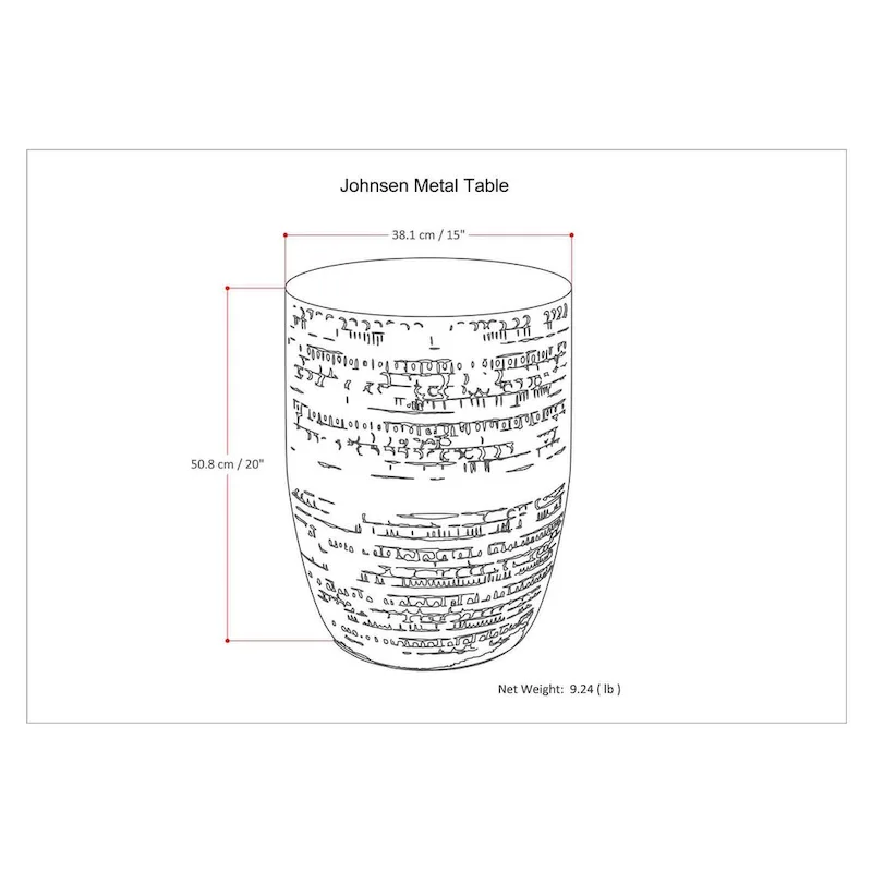 WYNDENHALL Jean 15 Wide Tribal Pattern Metal Accent Table & Assembled - 15w x 15 d x 20 h