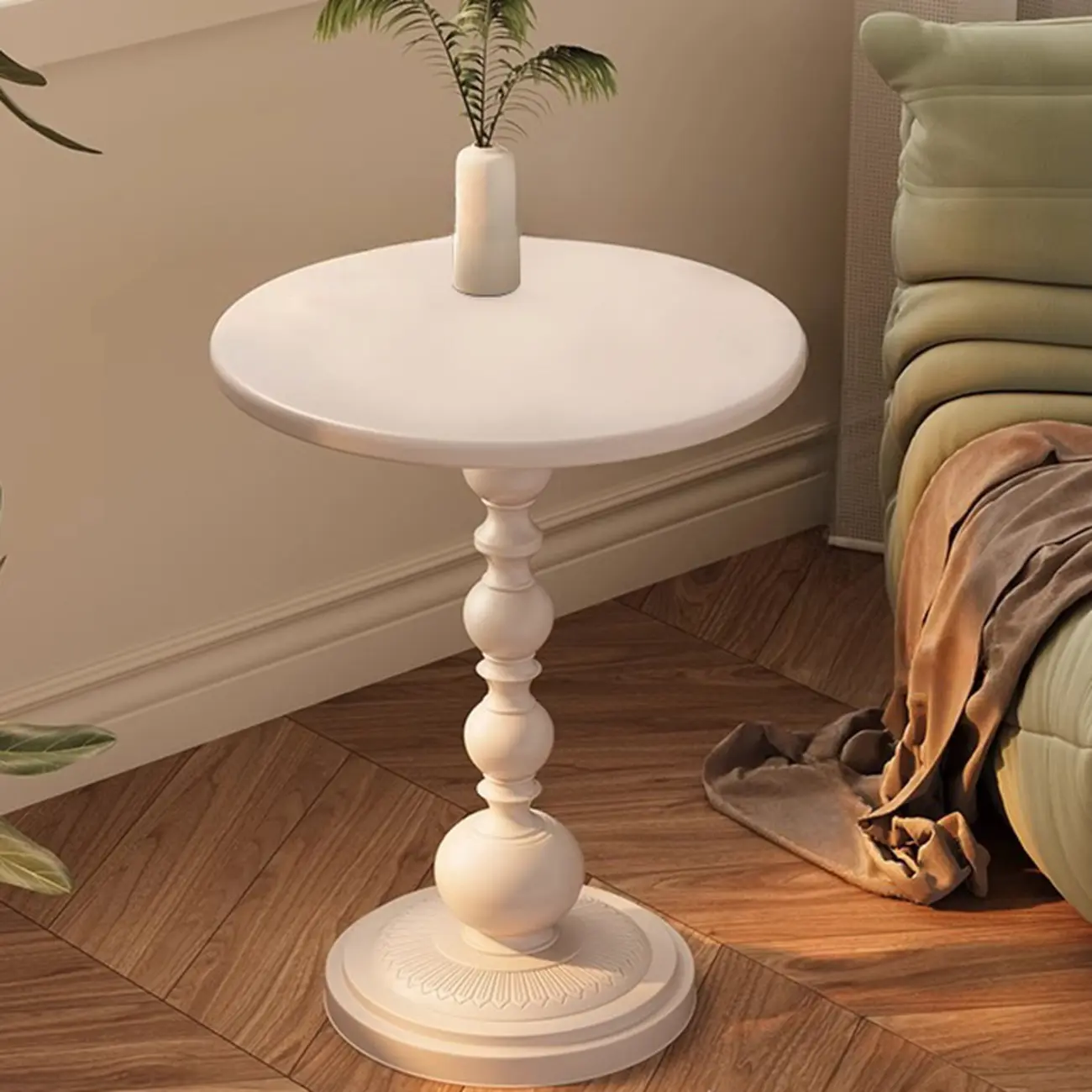 Modern Classic Iron Pedestal End Table Black-White