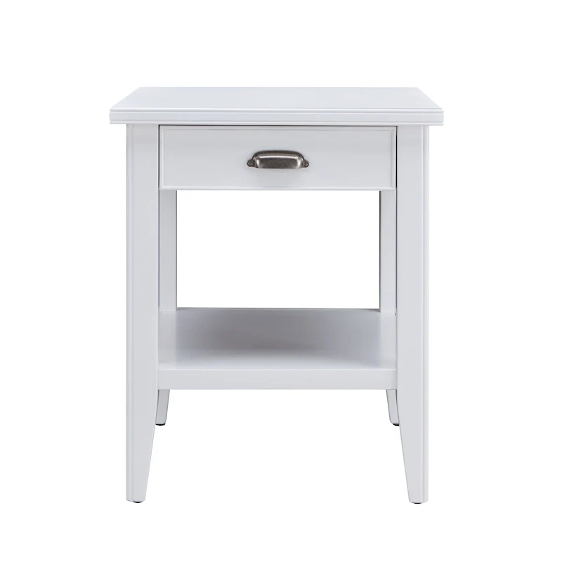 Laurent 20 in. Solid Wood End Table with Shelf and Drawer