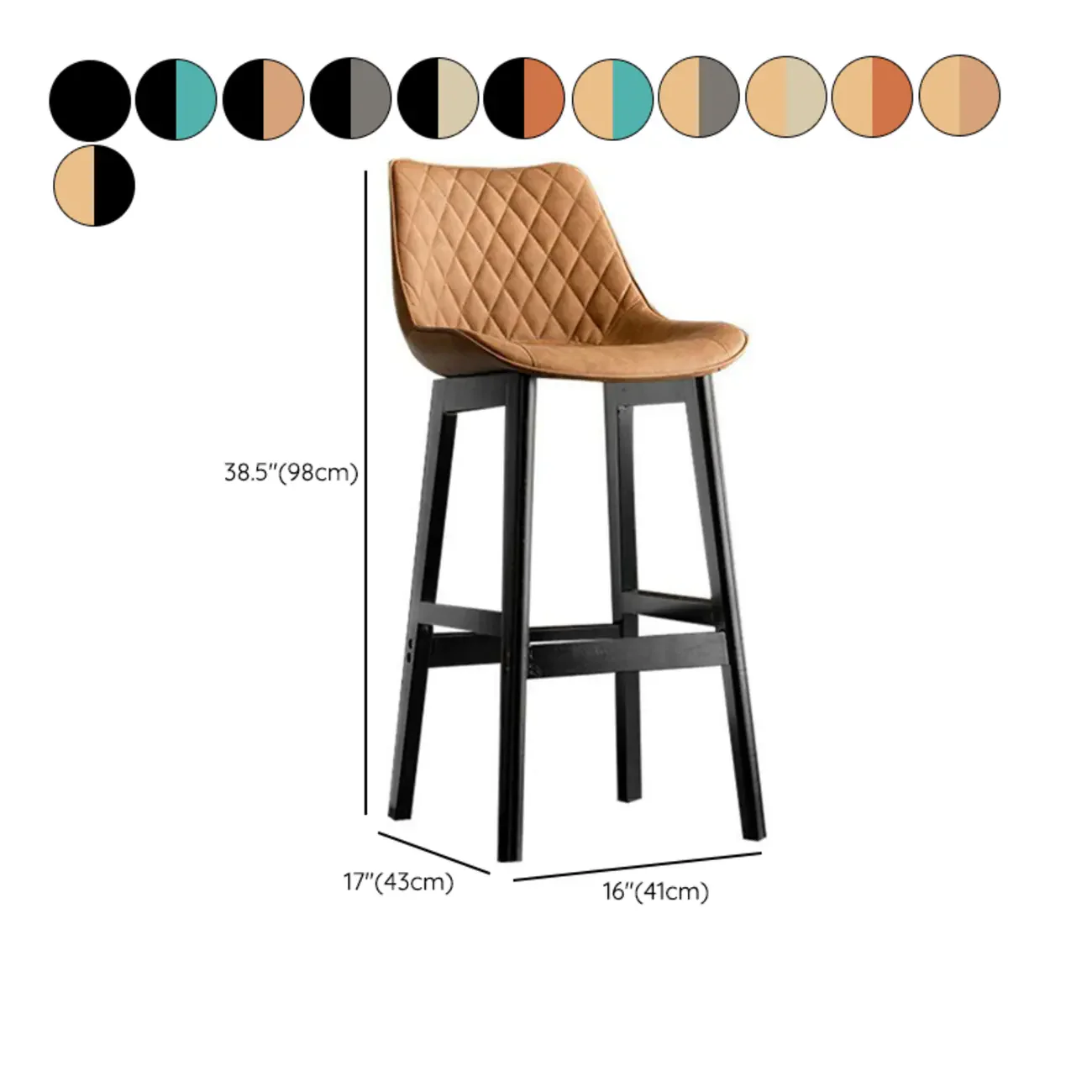 Modern Wood Tufted Upholstered Leather Bar Stool