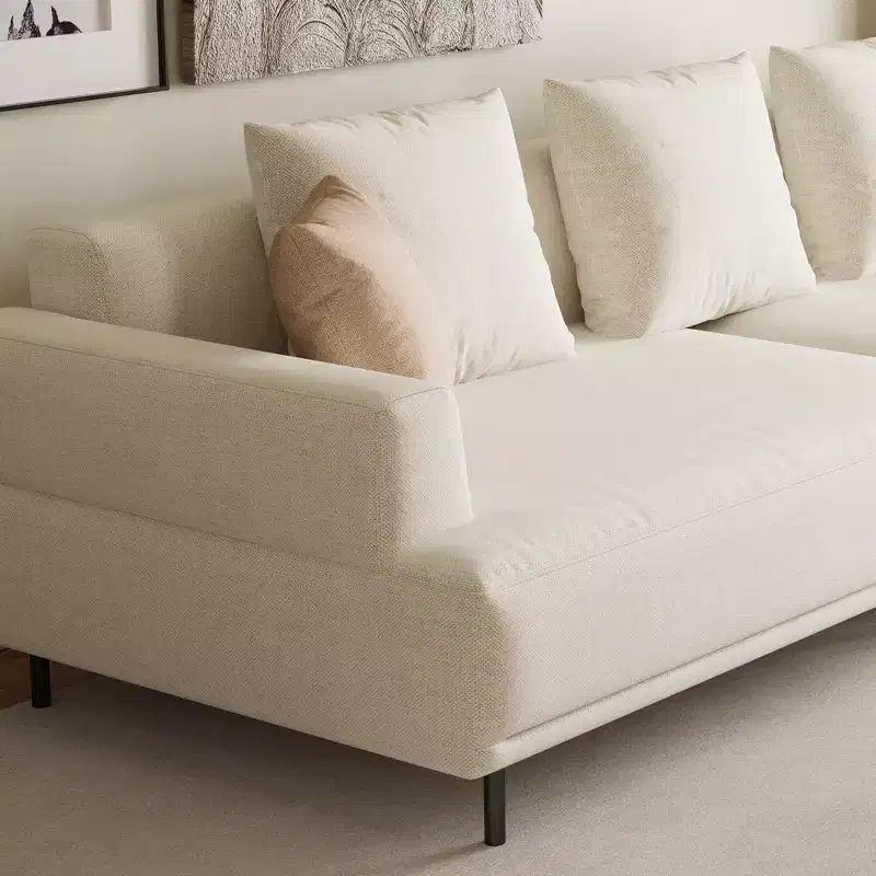 Luck Live Modern Breathable Cotton-Linen Fabric Sofa, couch,Solid Wood Frame, High-Elastic Sponge Seat Cushion Light Beige