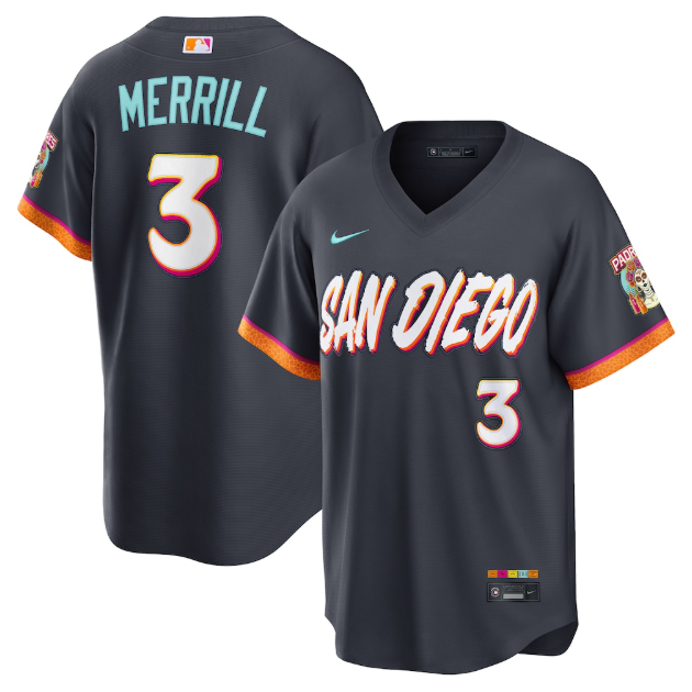 San Diego Padres Jackson Merrill Obsidian 2026 City Connect Stadium Jersey