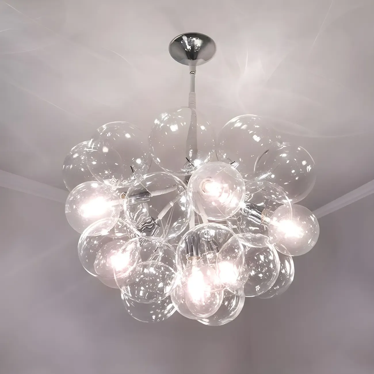Modern Clear Bubble Glass Sphere Chandelier