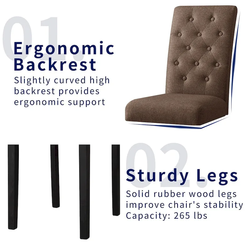 Subrtex Linen Parsons Upholstered Button Dining Chair (2-Pack)