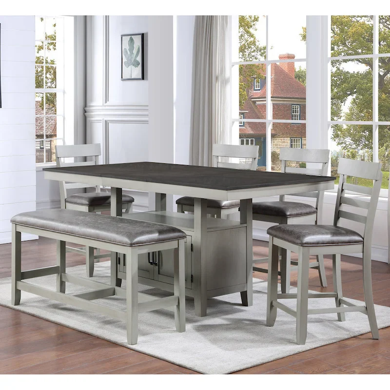 Hasbrook Counter Height Dining Table with Chairs and Bench