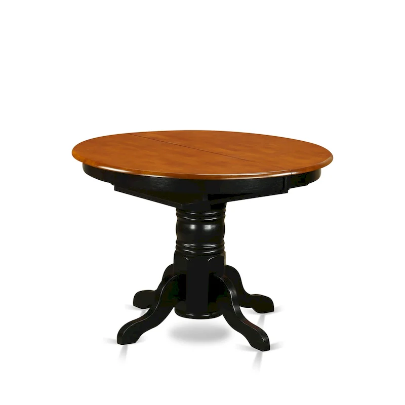 7-Piece Round Kitchen Dining Table Set with 6 Chairs - Black & Cherry